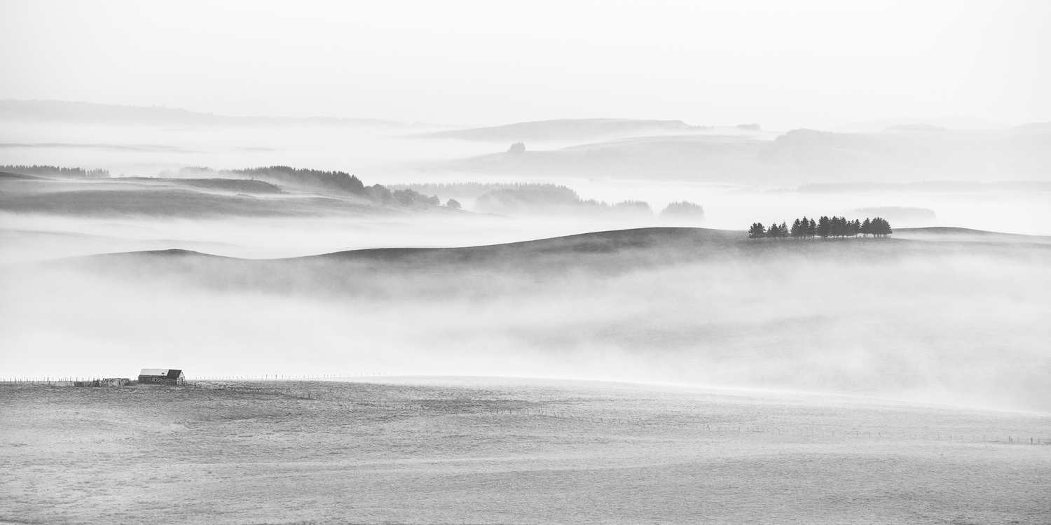 matin de brumes en Aubrac, stage photo noir et blanc