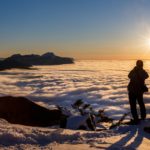 coucher de soleil, rando raquettes au cours d'un stage photo d'hiver en montagne