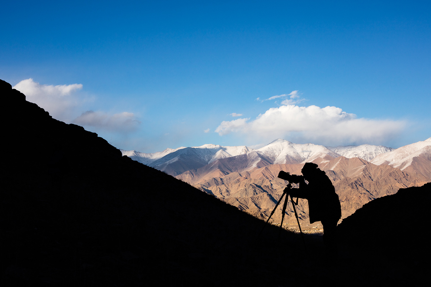 à la recherche de la panthère des neige, dans l'Himalaya en inde, au ladakh, pendant un voyage photo