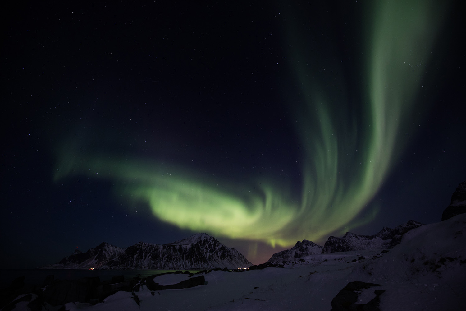 Aurores boréales photographiées durant un voyages photo aurore boréale dans les Lofoten, en Norvège