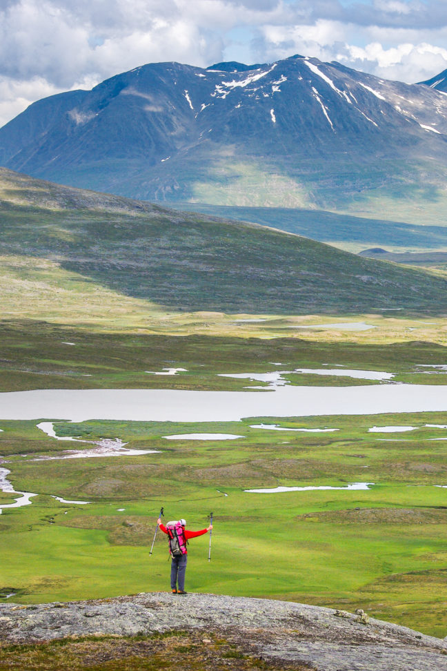 trek photo laponie, vue sur le Sarek depuis le Padjelanta