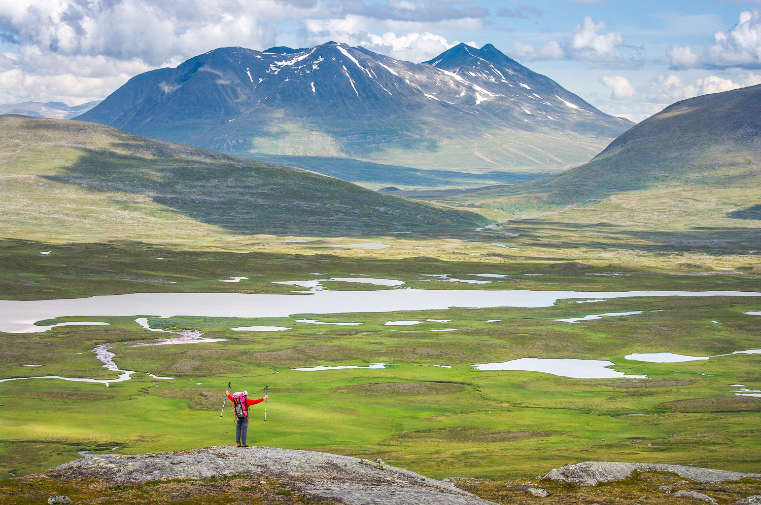 trek photo laponie, vue sur le Sarek depuis le Padjelanta