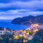 heure bleue sur Levanto, Italie