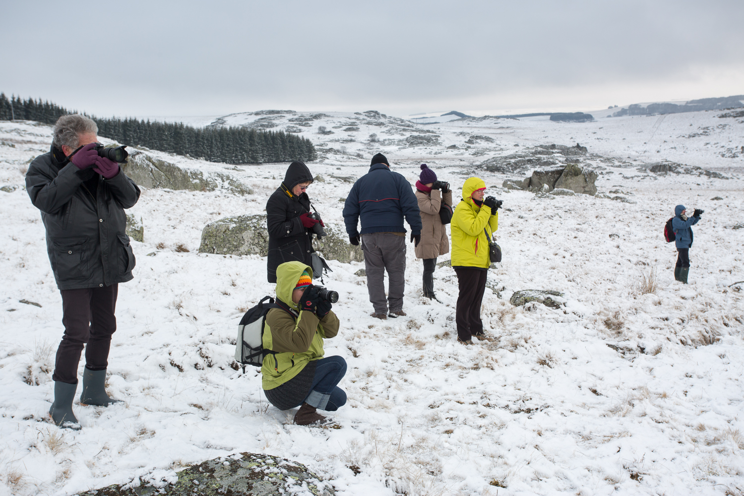 photographes pendant un stage photo l'hiver en Aubrac