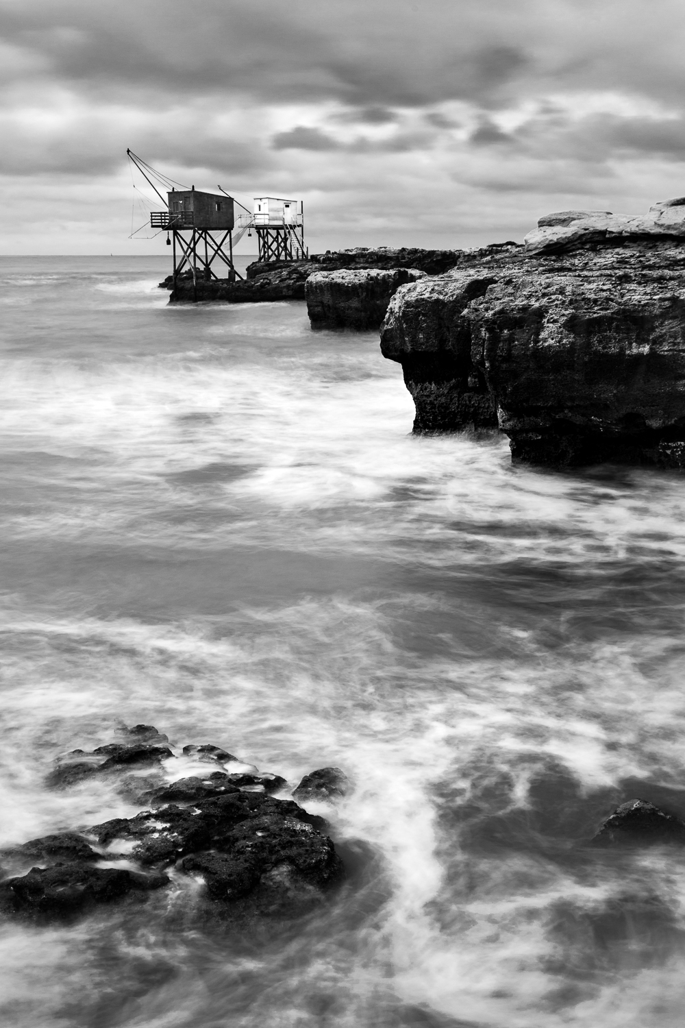 carrelets en bord de côte, Charente Maritime