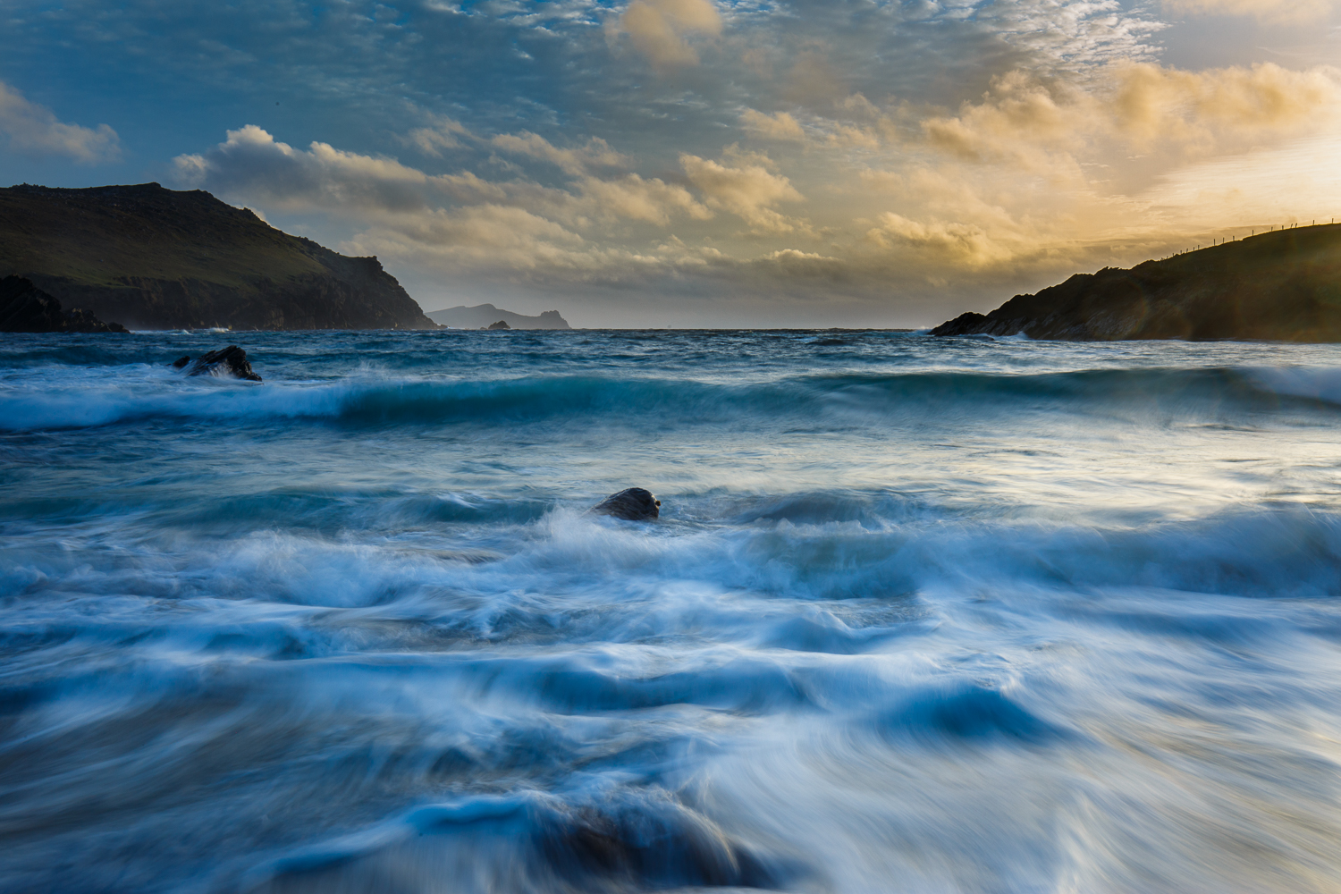 coucher de soleil sur la côte, Dingle, Kerry, voyage photo en Irlande
