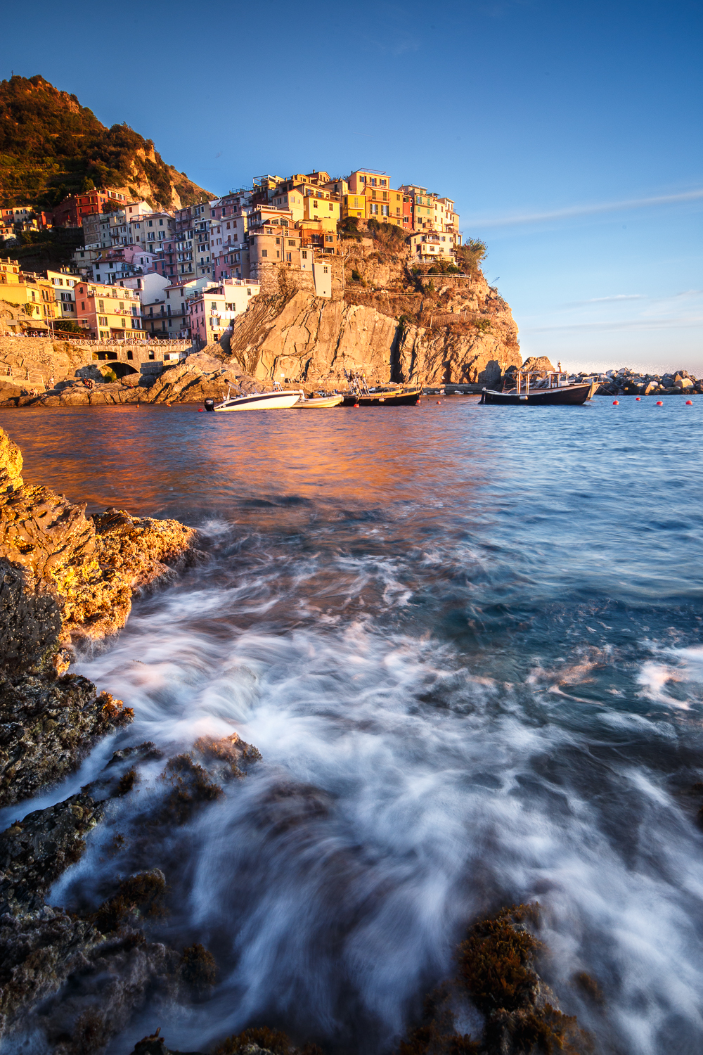 Manarola, photo de mer en pose lente pendant un voyage photo dans les Cinque Terre