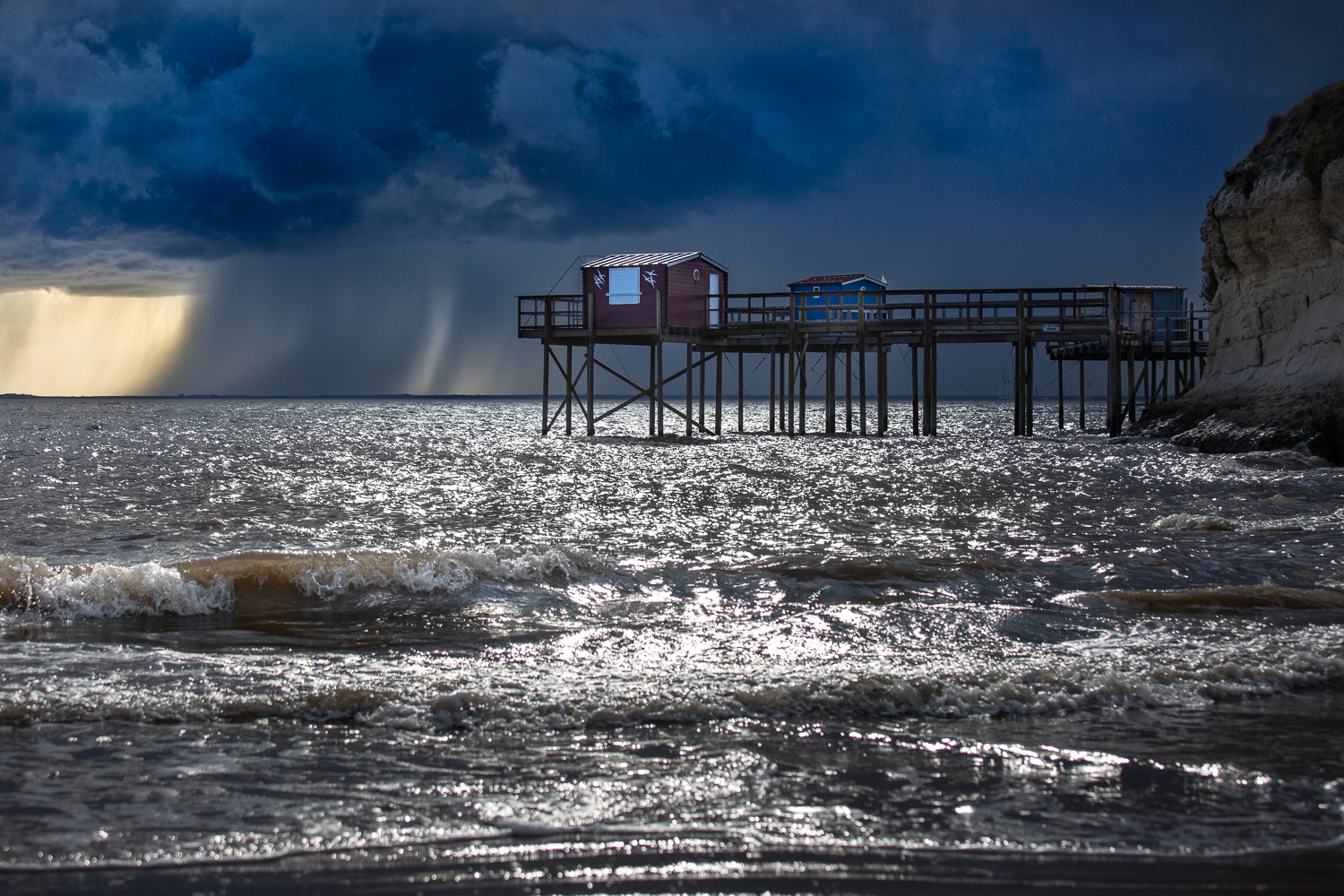 orage sur les carrelets, Charente maritime, stage photo de mer