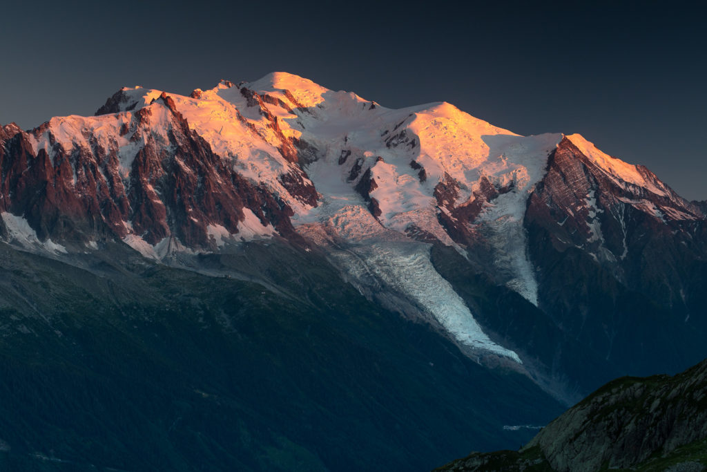 Fin de journée sur le Mont Blanc, pendant le stage photo Un balcon sur le Mont Blanc